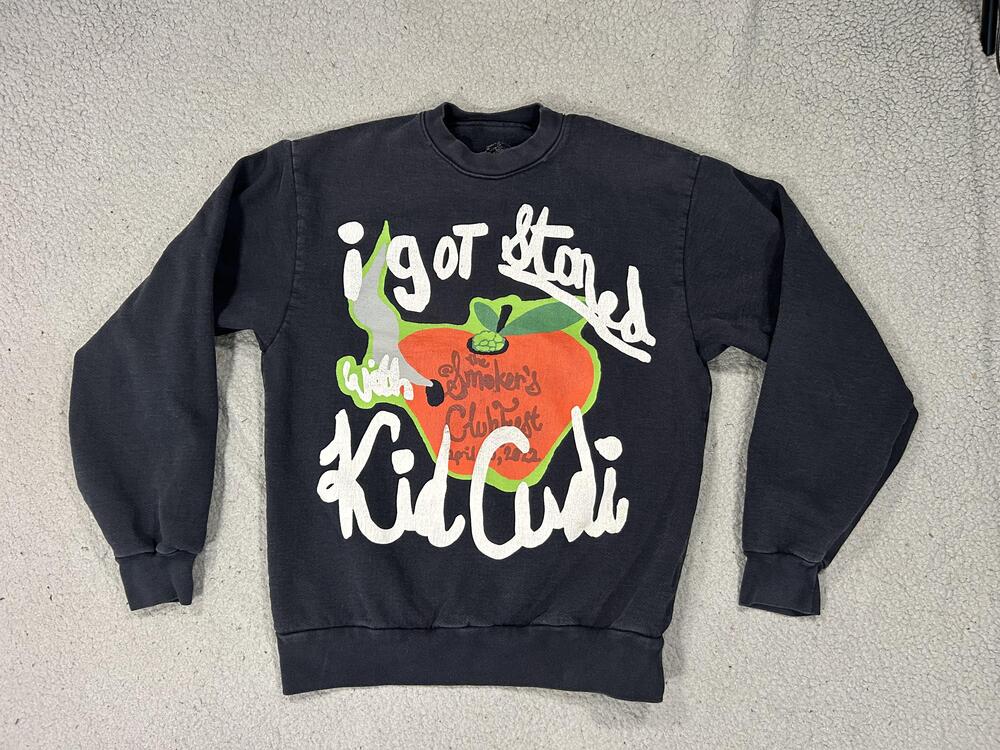 Kid Cudi Sweatshirt Mens Small Black I Got Stoned Smoker's Club Fest 2022 Crew